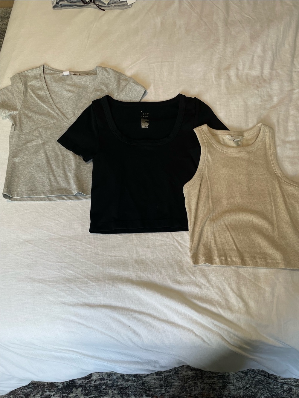 Cropped Basics - banana republic tank, Target sleeve, good American v neck
